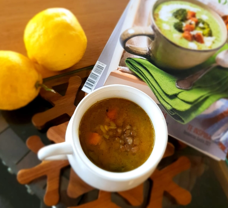 Sopa de Lentejas con Batata y Pasta